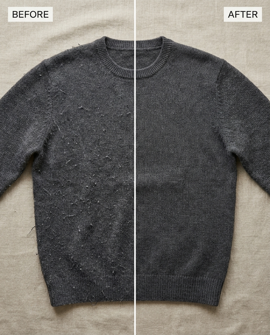 FuzzOff Pro — The Cordless Shaver That Makes Old Clothes Look New